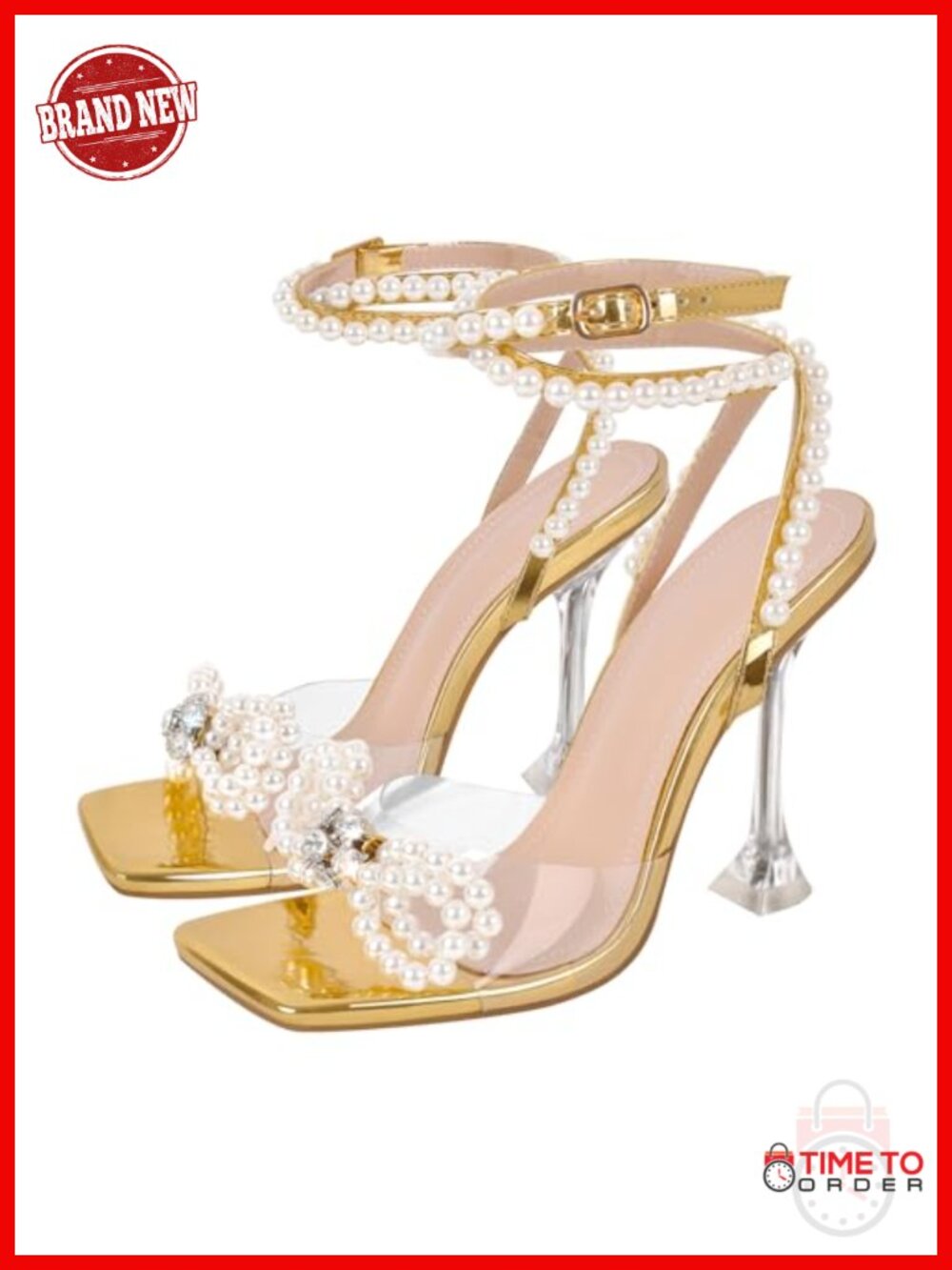 Women's Clear Rhinestone Bow Stiletto High Heel Sandals Ankle Strap Wedding Prom